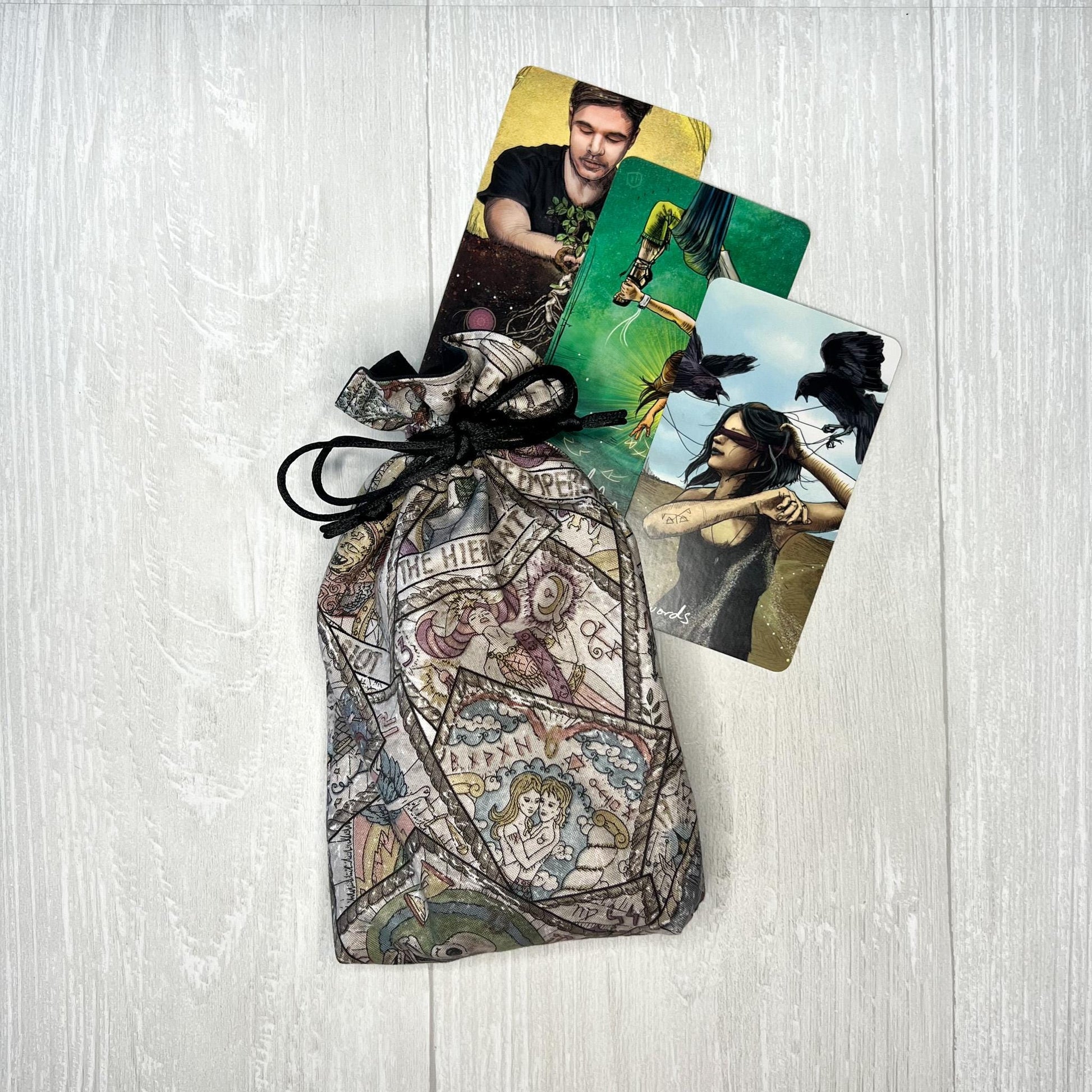 Witchy Tarot Card Bag, Drawstring Pouch, Tarot Deck Storage Holder, Standard Tarot, Halloween Witchcraft Wiccan Divination Gifts & Supplies