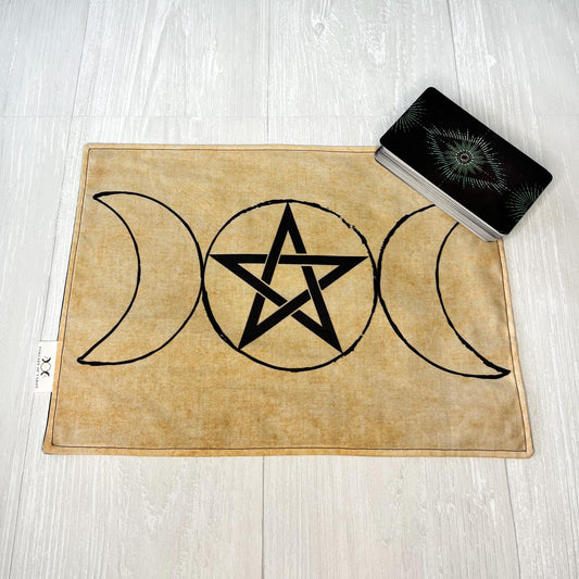 Triple Goddess Pentacle Tarot Cloth, Rune Casting Cloth, Altar Ritual Cloth, Tarot Reading Supplies, Pagan Witchcraft Wiccan Gift Supplies