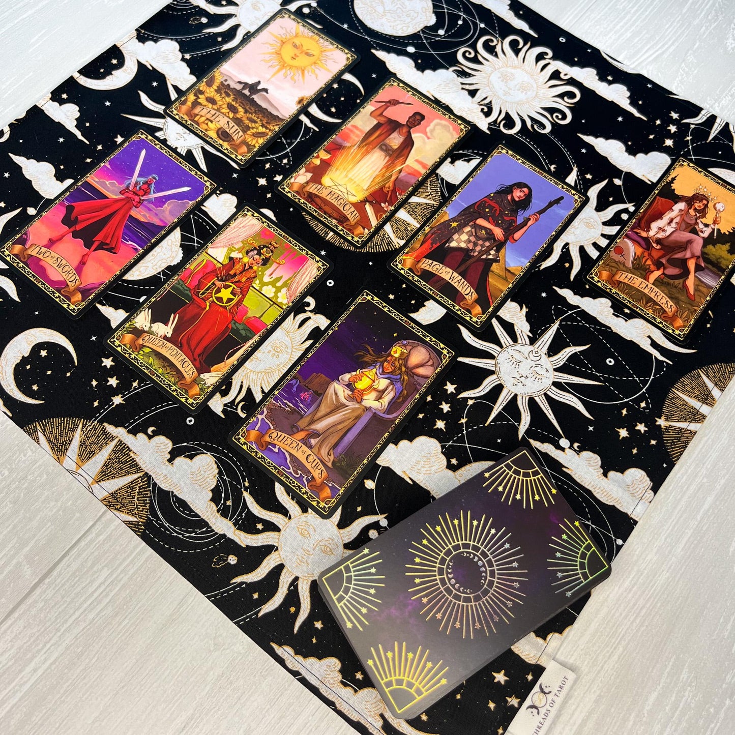 Celestial Altar Cloth, Sun & Moon Tarot Ritual Cloth, Rune Casting, Tarot Reading Supplies, Pagan Witchcraft Wiccan Gifts, Divination Tools