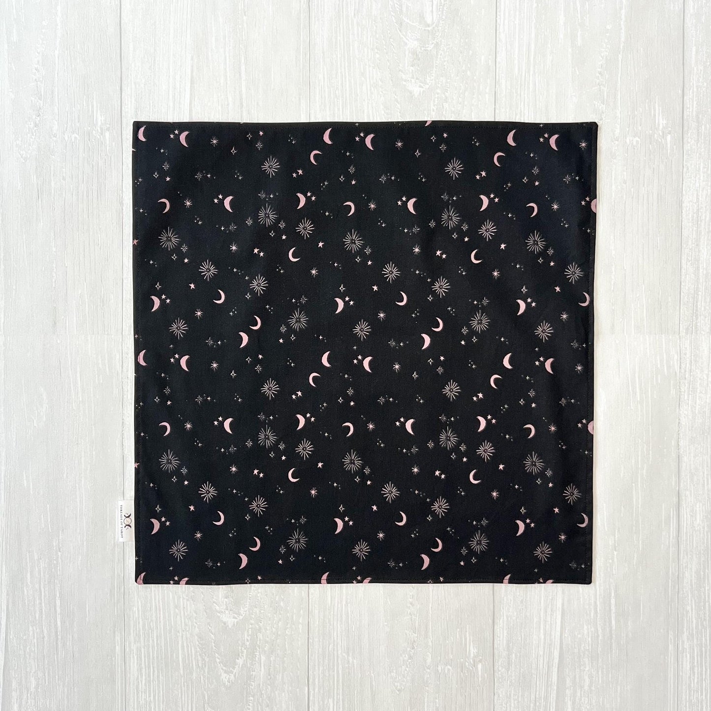 Moon & Star Tarot Cloth, 17"x17" Purple Black Altar Cloth, Tarot Reading Supplies and Accessories, Rune Casting Cloth, Tarot Reader Gift