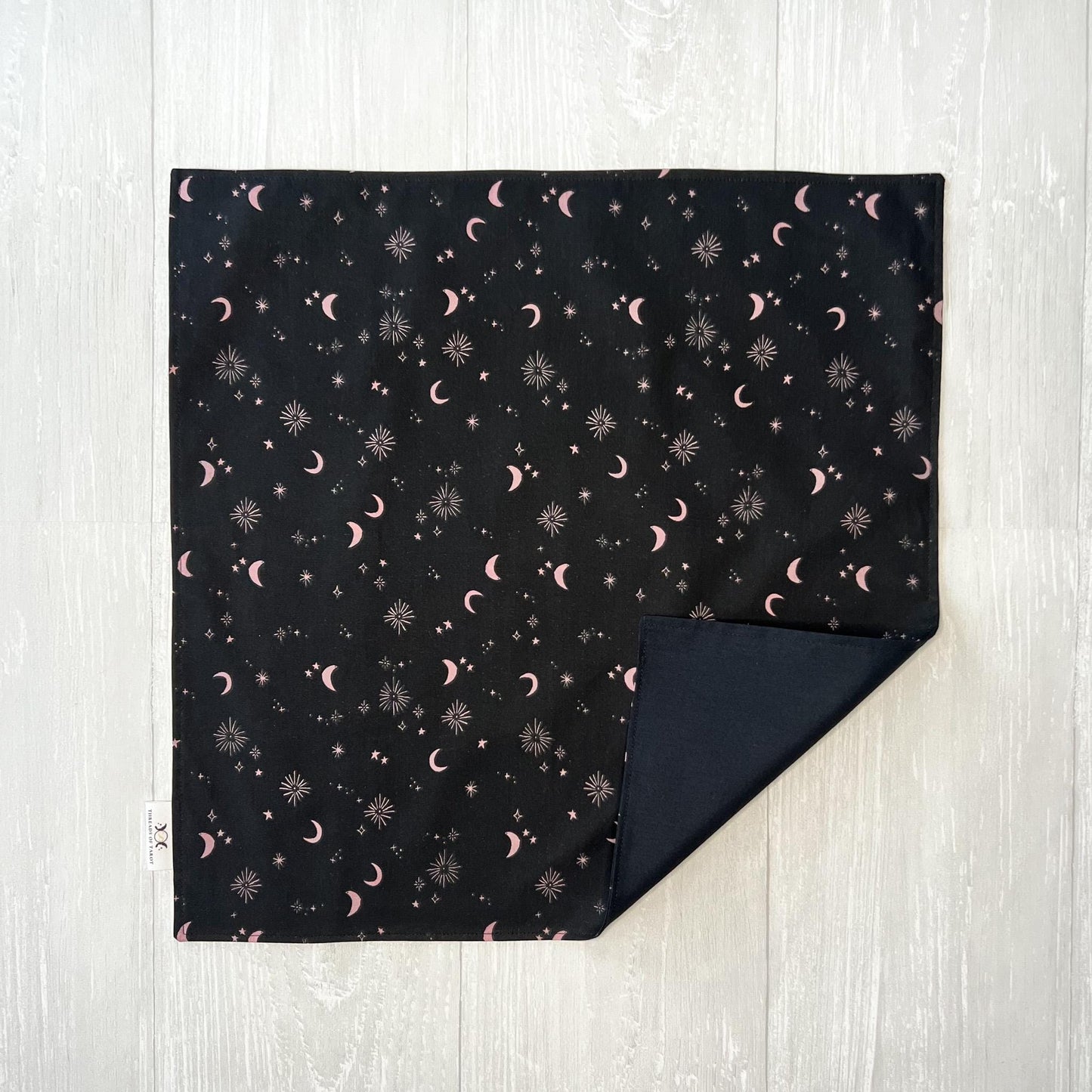 Moon & Star Tarot Cloth, 17"x17" Purple Black Altar Cloth, Tarot Reading Supplies and Accessories, Rune Casting Cloth, Tarot Reader Gift