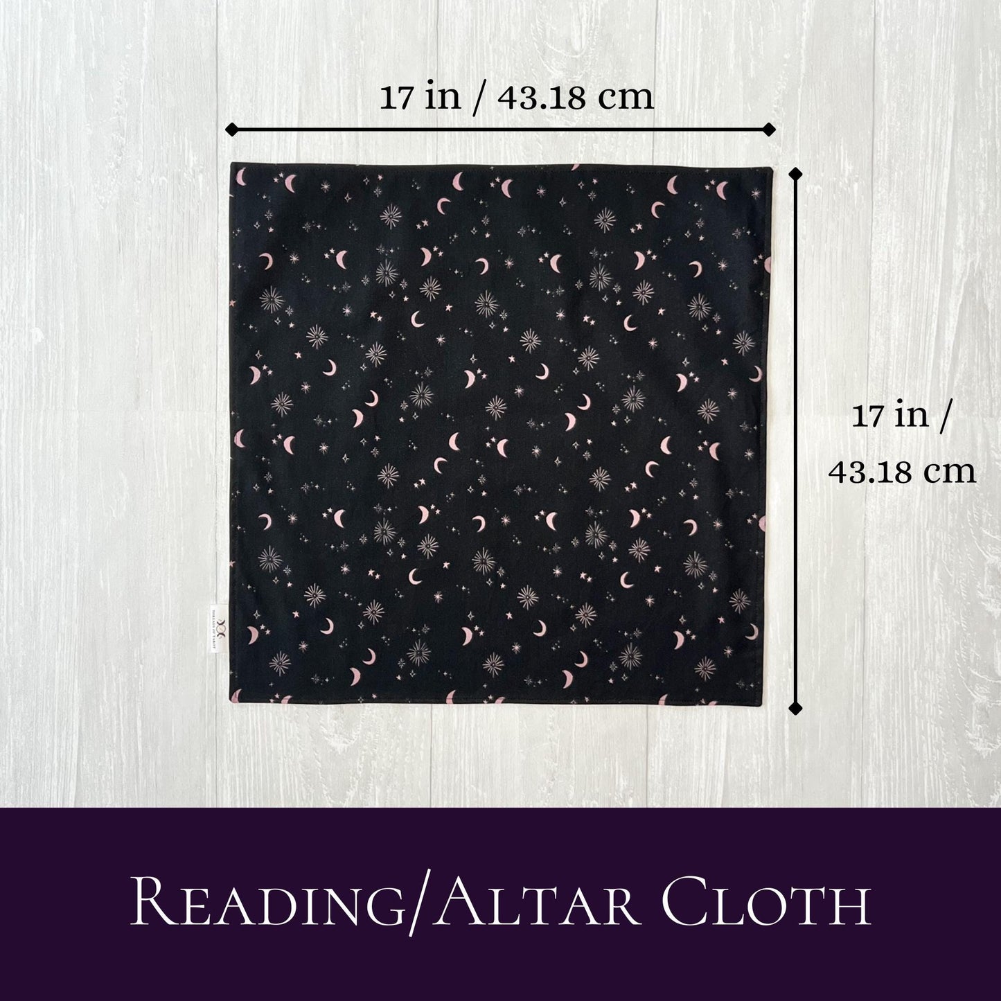 Moon & Star Tarot Cloth, 17"x17" Purple Black Altar Cloth, Tarot Reading Supplies and Accessories, Rune Casting Cloth, Tarot Reader Gift