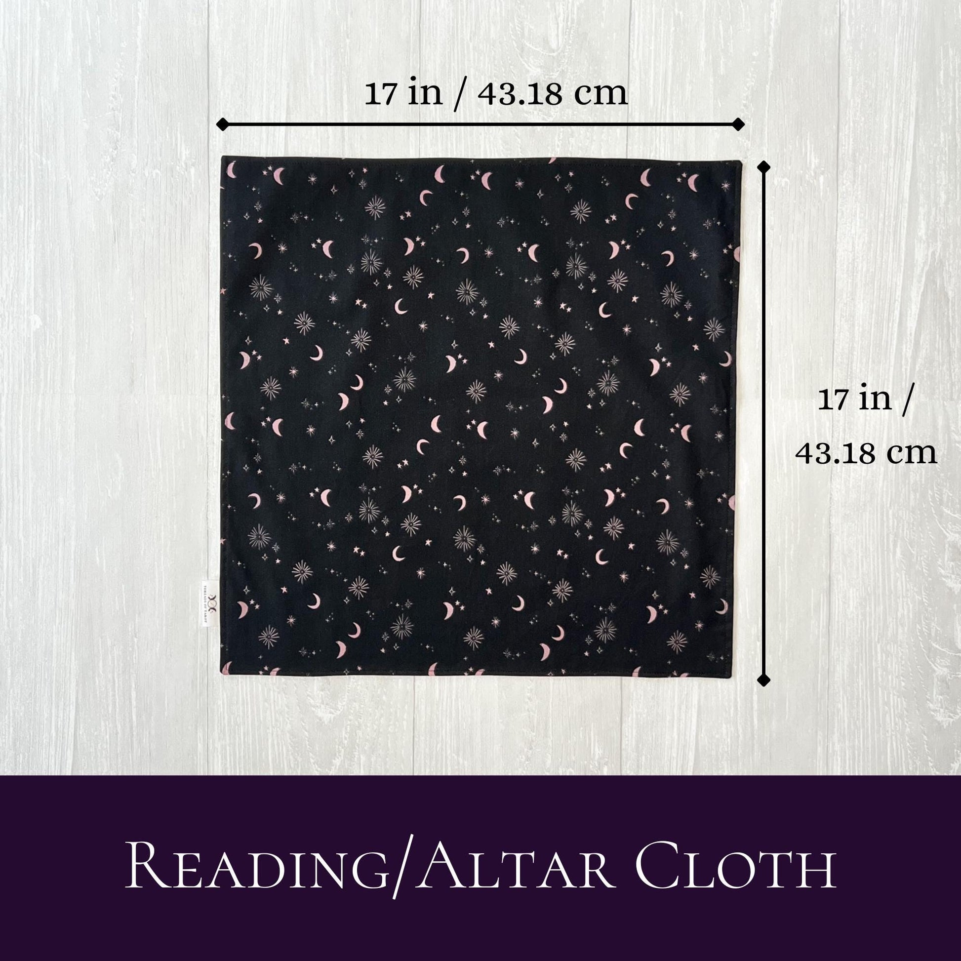 Moon & Star Tarot Cloth, 17"x17" Purple Black Altar Cloth, Tarot Reading Supplies and Accessories, Rune Casting Cloth, Tarot Reader Gift