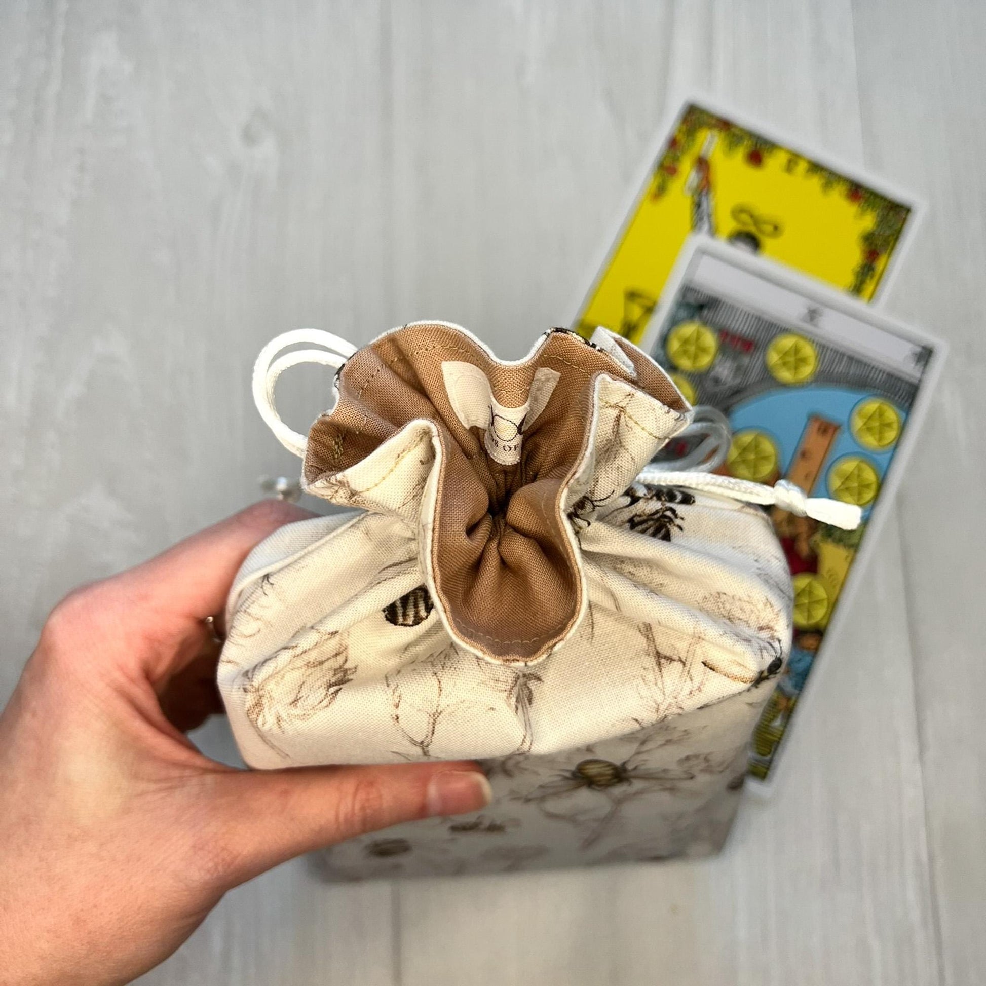 Large Bee Tarot Bag, Lined Drawstring Pouch, Tarot Deck Storage Holder, Standard Tarot, Pagan Witchcraft Wiccan Divination Tools & Gifts