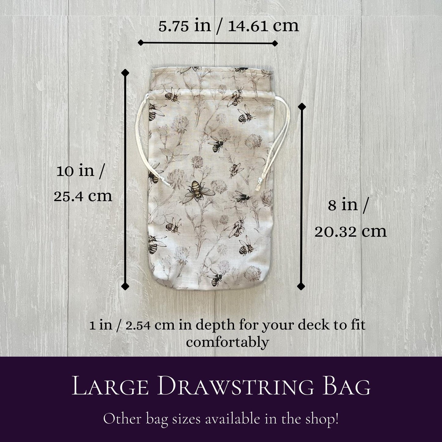 Large Bee Tarot Bag, Lined Drawstring Pouch, Tarot Deck Storage Holder, Standard Tarot, Pagan Witchcraft Wiccan Divination Tools & Gifts
