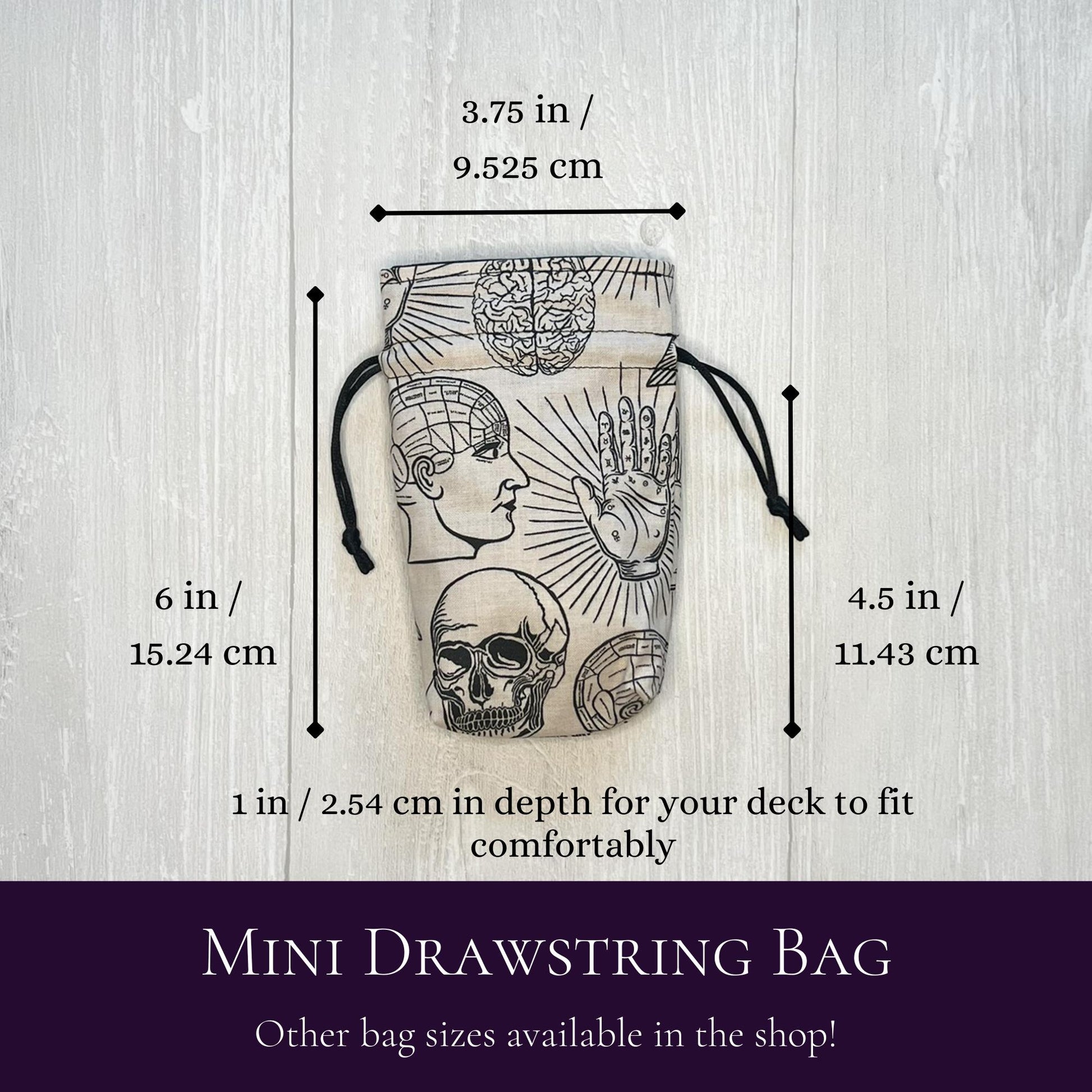 Mini Witchy Tarot Deck Bag, Drawstring Pouch, Pocket Tarot, Dice Rune Crystal Bag, Witchcraft & Wiccan Supplies Gift, Divination Tools