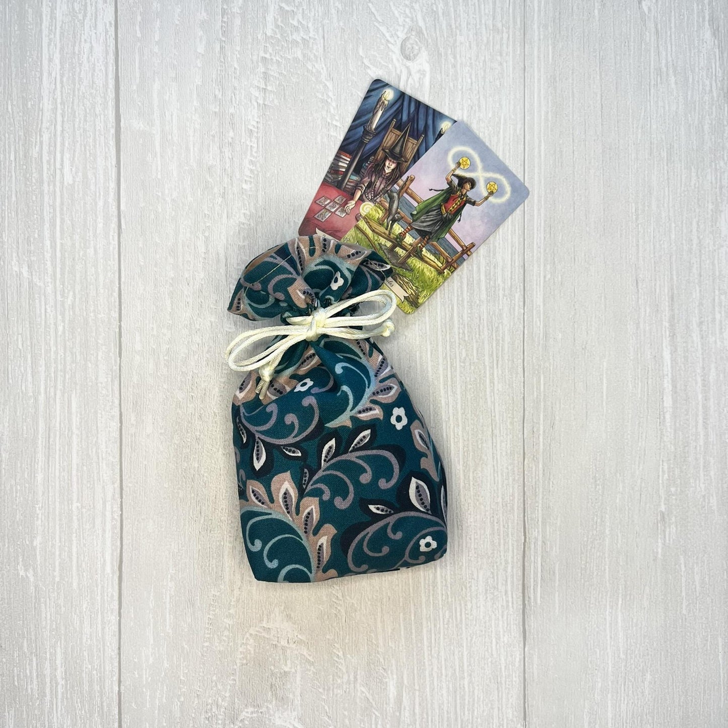 Mini Floral Tarot Bag, Drawstring Pouch, Tarot Deck Storage Holder, Standard Tarot Case, Pagan Witchcraft Divination Tools Gifts & Supplies