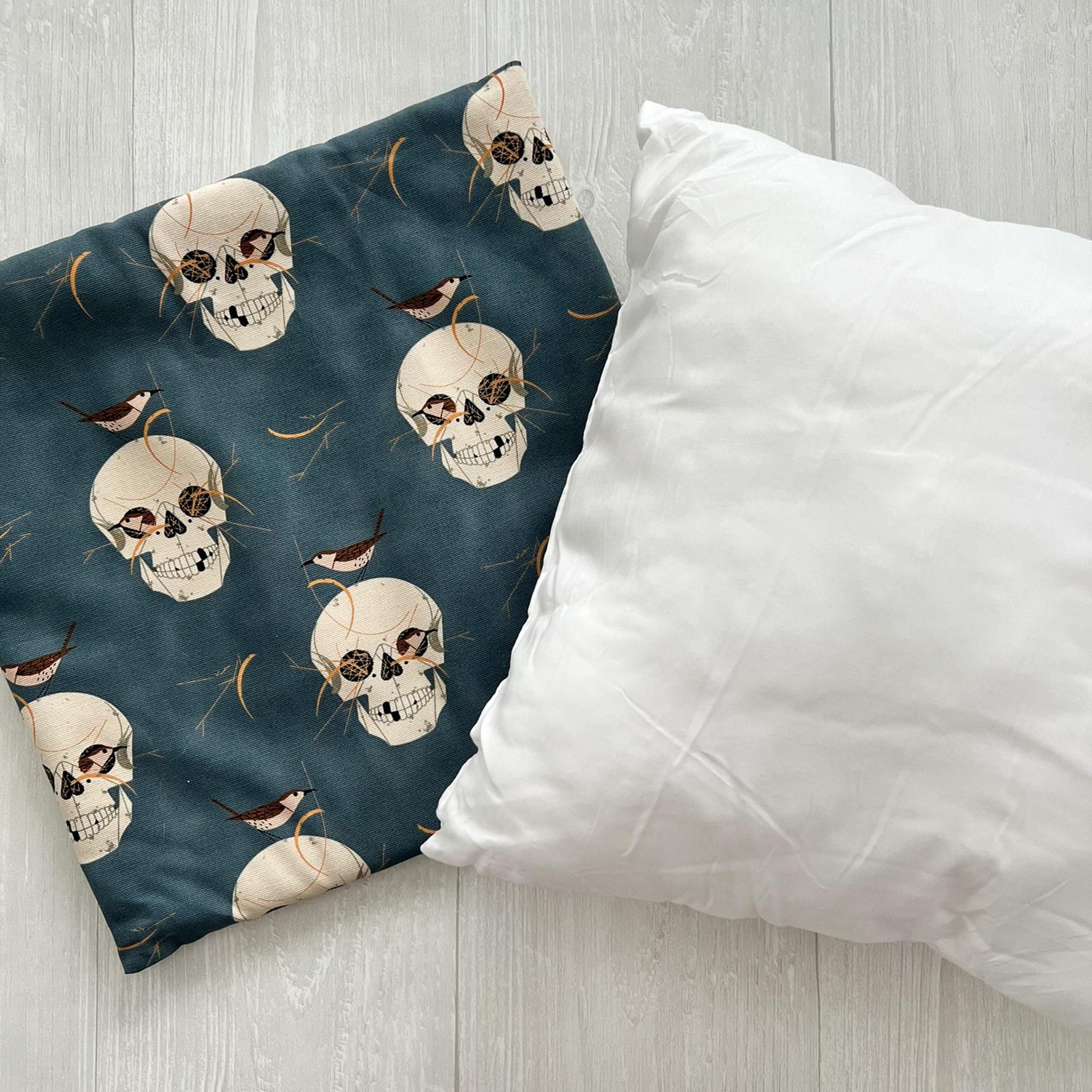 Witchy Skull Throw Pillow, Accent Pillow Case & Insert, Halloween Home Decor, 13x13 Handmade Pillow Cover