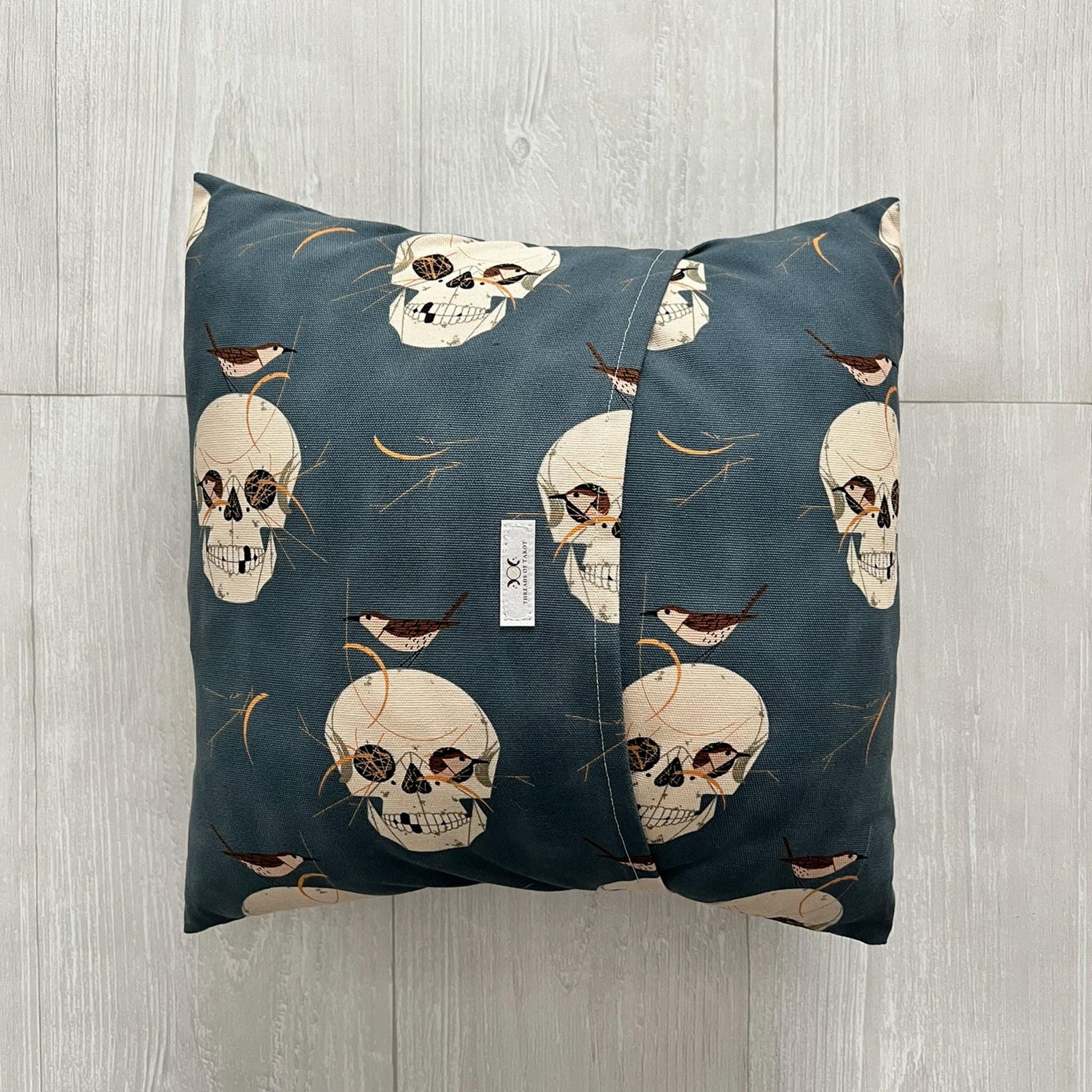 Witchy Skull Throw Pillow, Accent Pillow Case & Insert, Halloween Home Decor, 13x13 Handmade Pillow Cover