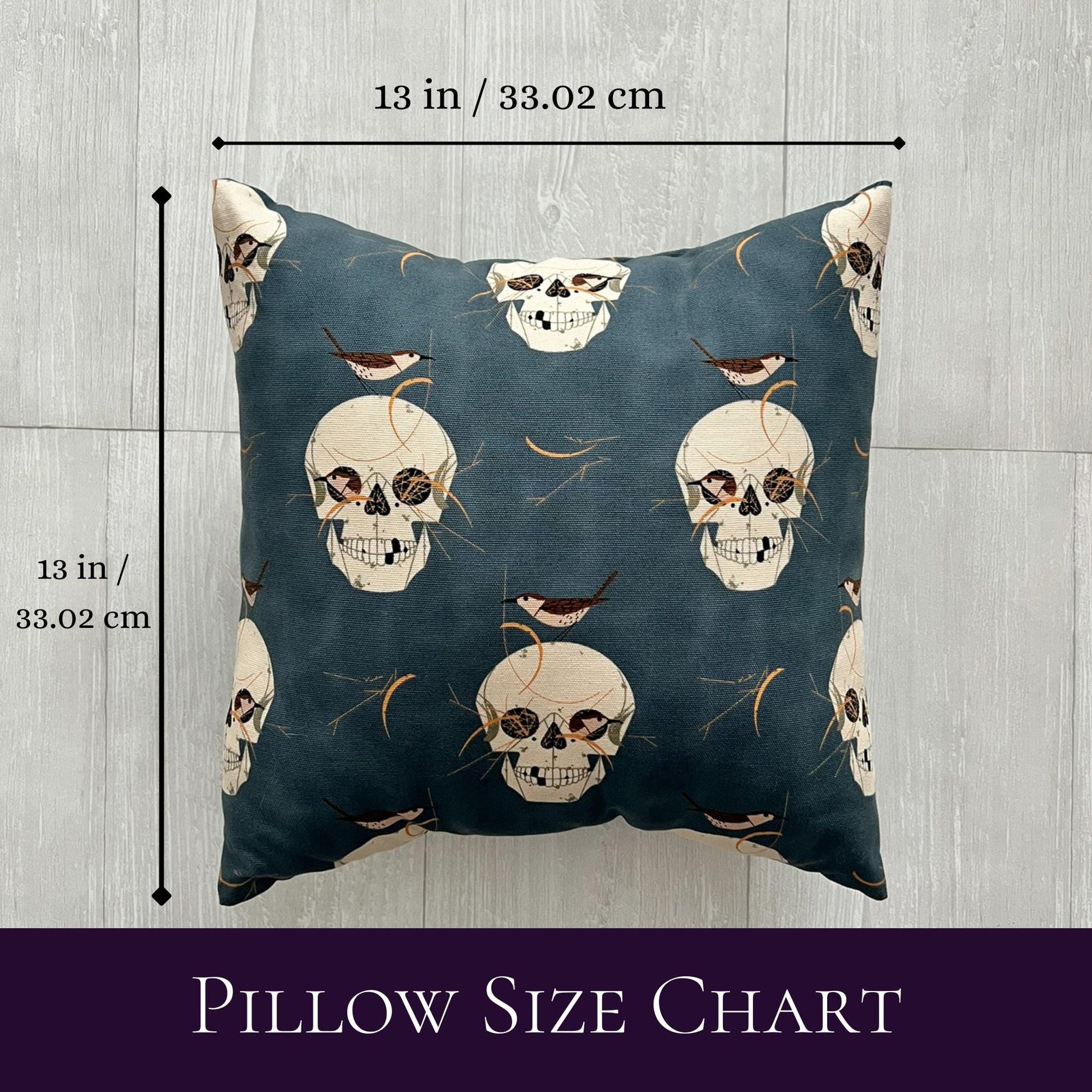 Witchy Skull Throw Pillow, Accent Pillow Case & Insert, Halloween Home Decor, 13x13 Handmade Pillow Cover