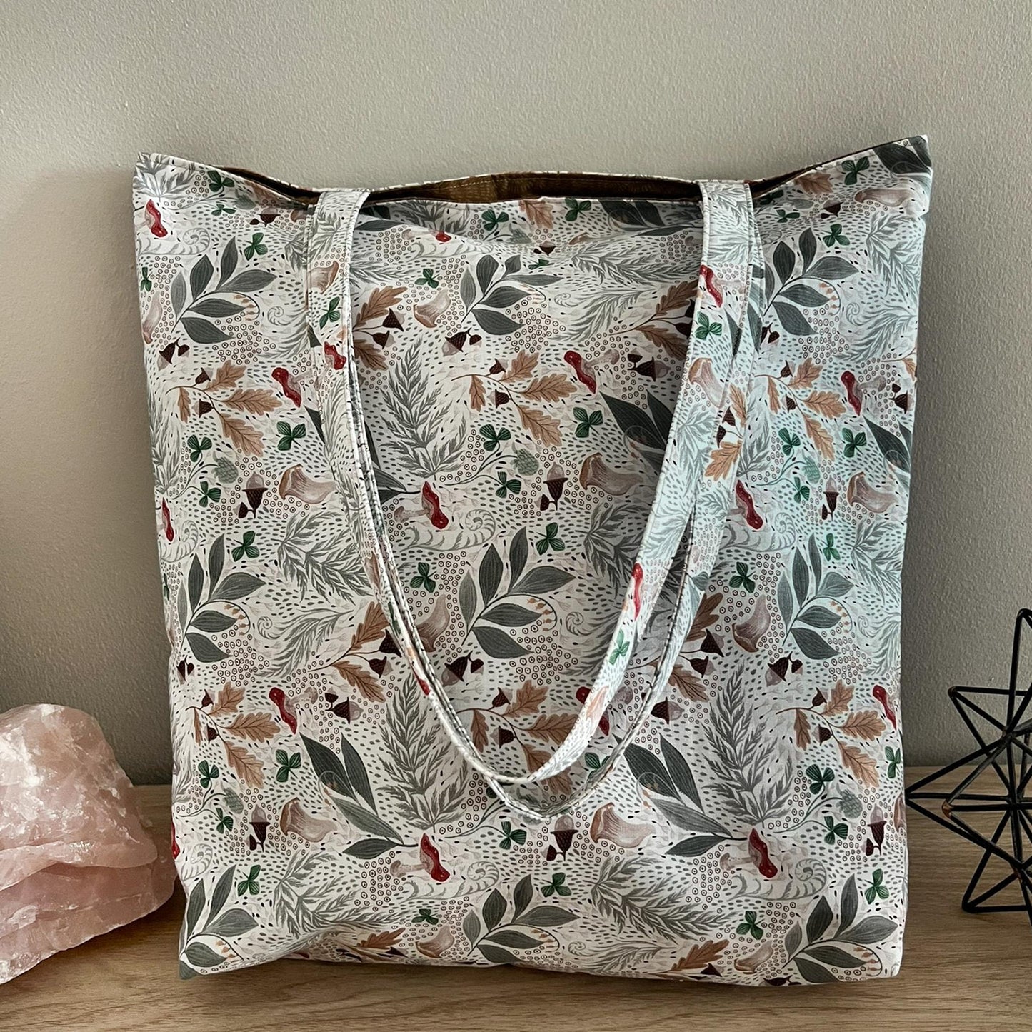 Mushroom Foliage Tote Bag, Shoulder Bag, Witchy Tarot Tote Bag, Overnight Tote Bag, Cottagecore Witch Bag