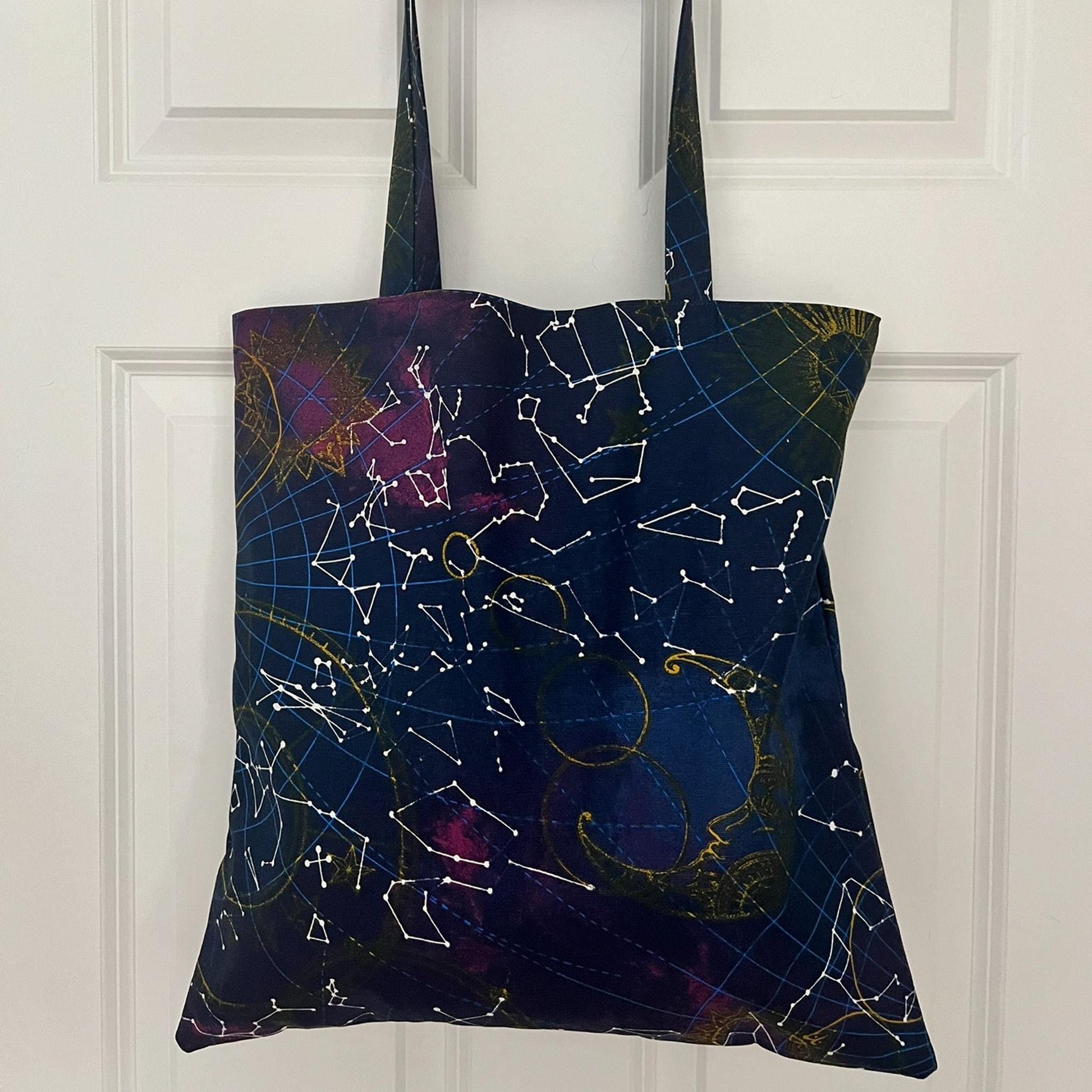 Galactic Canvas Tote Bag, Shoulder Bag, Witchy Tarot Tote Bag, Overnight Tote Bag, Witch Bag