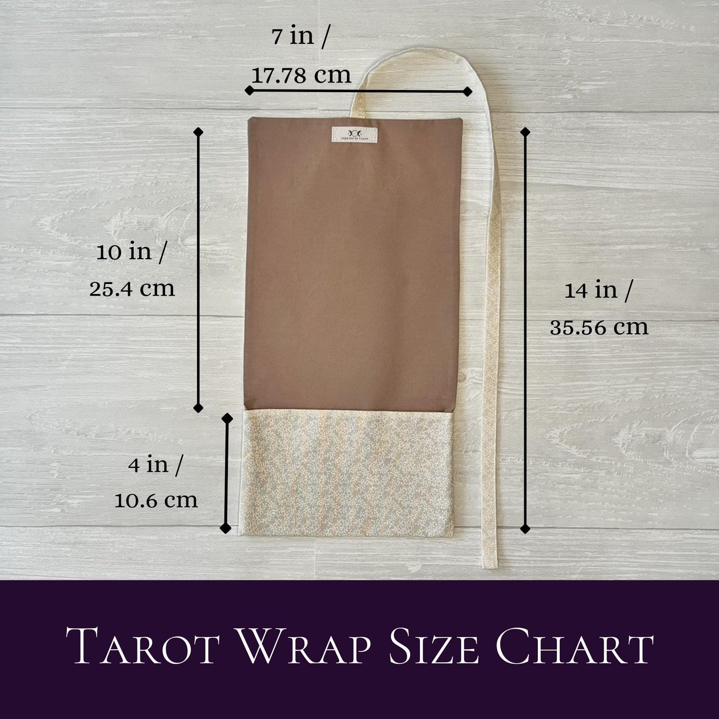 Beige Floral Tarot Wrap Pouch, Tarot Fold Over Pouch, Tarot Supplies & Accessories, Tarot Card Holder, Divination Witch Tarot Reader Gift