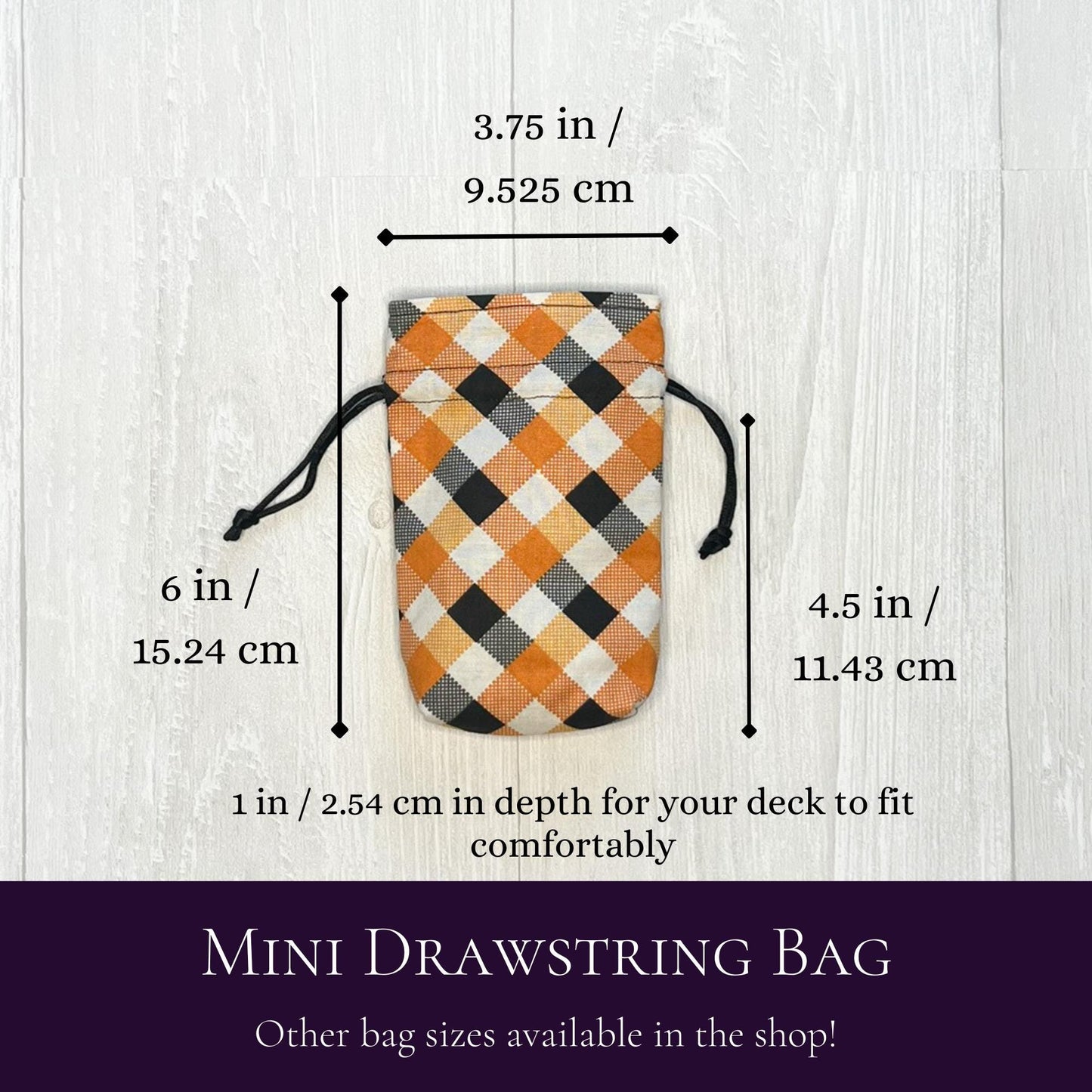 Mini Checkered Tarot Deck Bag, Drawstring Pouch, Pocket Tarot, Dice Rune Crystal Bag, Witchcraft & Wiccan Supplies Gift, Divination Tools