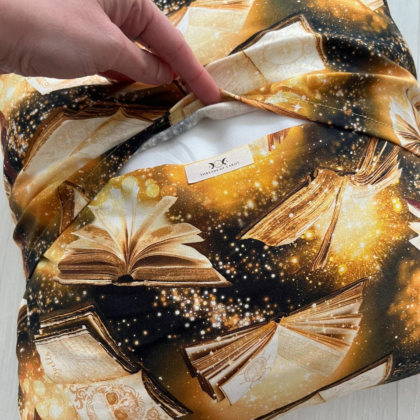 Witchy Throw Pillow, Book of Shadow Pillow Case & Insert, Halloween Home Decor, 15x15 Handmade Pillow Cover