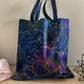 Galactic Canvas Tote Bag, Shoulder Bag, Witchy Tarot Tote Bag, Overnight Tote Bag, Witch Bag