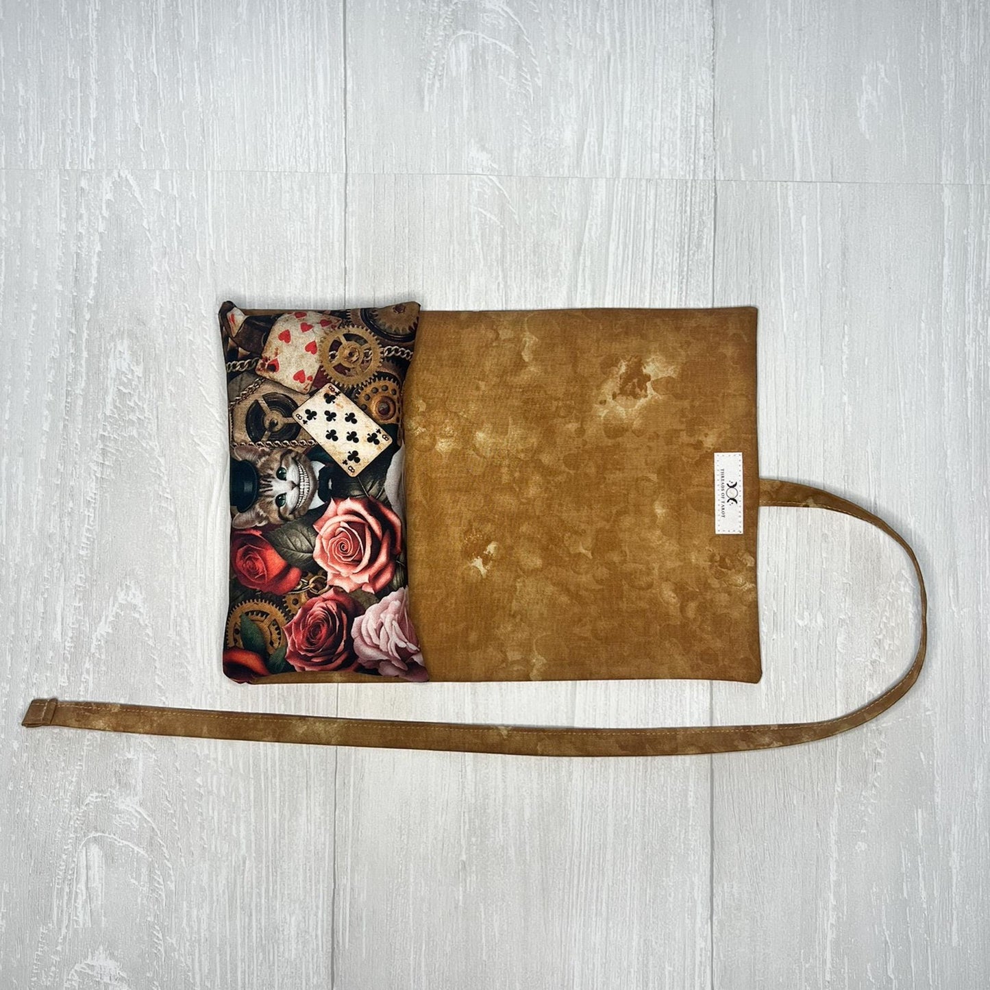 Customizable Wonderland Tarot Wrap Pouch, Alice's Adventures in Wonderland Tarot Bag, Cat White Rabbit Tarot Deck Wrap