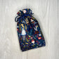Alice's Adventures in Wonderland Tarot Bag, Wonderland Tarot Deck Bag, Cat White Rabbit Tarot, Navy Blue Tarot Bag
