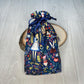 Alice's Adventures in Wonderland Tarot Bag, Wonderland Tarot Deck Bag, Cat White Rabbit Tarot, Navy Blue Tarot Bag