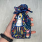 Mini Alice's Adventures in Wonderland Tarot Bag, Wonderland Tarot Deck Bag, Cat White Rabbit Pocket Tarot Bag, Navy Blue Trinket Dice Bag