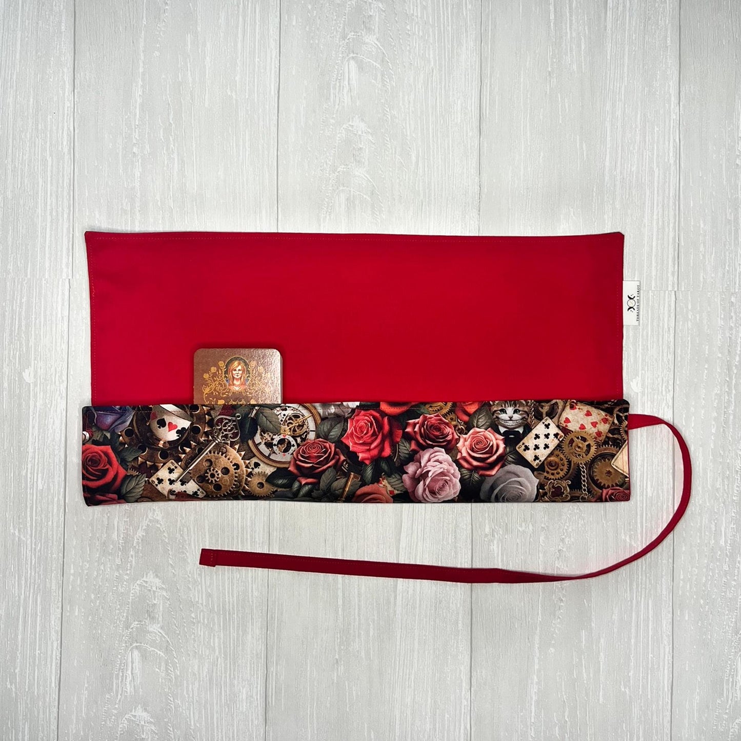Customizable Wonderland Tarot Wrap, Alice's Adventures in Wonderland Tarot Bag, Cat White Rabbit Tarot Deck Wrap