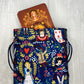 Alice's Adventures in Wonderland Tarot Bag, Wonderland Tarot Deck Bag, Cat White Rabbit Tarot, Navy Blue Tarot Bag
