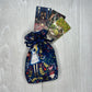 Mini Alice's Adventures in Wonderland Tarot Bag, Wonderland Tarot Deck Bag, Cat White Rabbit Pocket Tarot Bag, Navy Blue Trinket Dice Bag