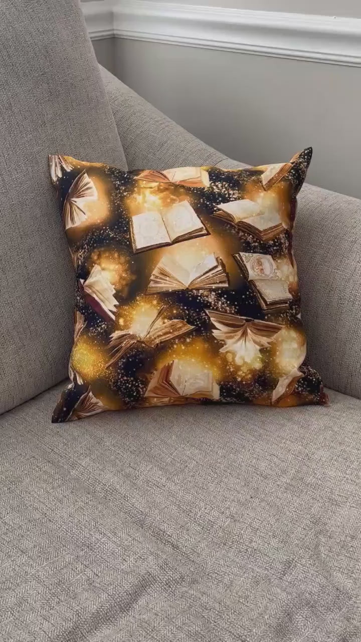 Witchy Throw Pillow, Book of Shadow Pillow Case & Insert, Halloween Home Decor, 15x15 Handmade Pillow Cover
