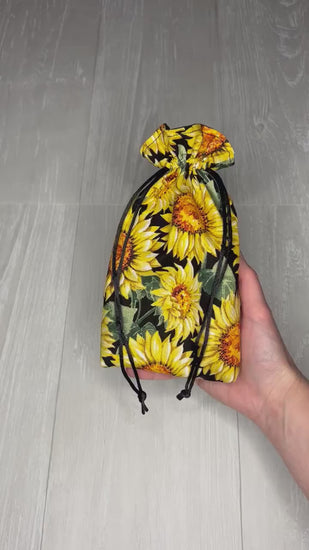 Sunflower Standard Tarot Deck Bag, Tarot Drawstring Pouch, Tarot Deck Storage Holder, Floral Tarot Bag, Tarot Reader Witch Birthday Gift