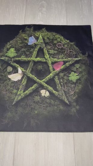 Earthy Pentacle Altar Cloth, Tarot Reading Cloth, Earthy Tarot Reading Supplies and Accessories, Rune Casting Cloth, Witch Tarot Reader Gift