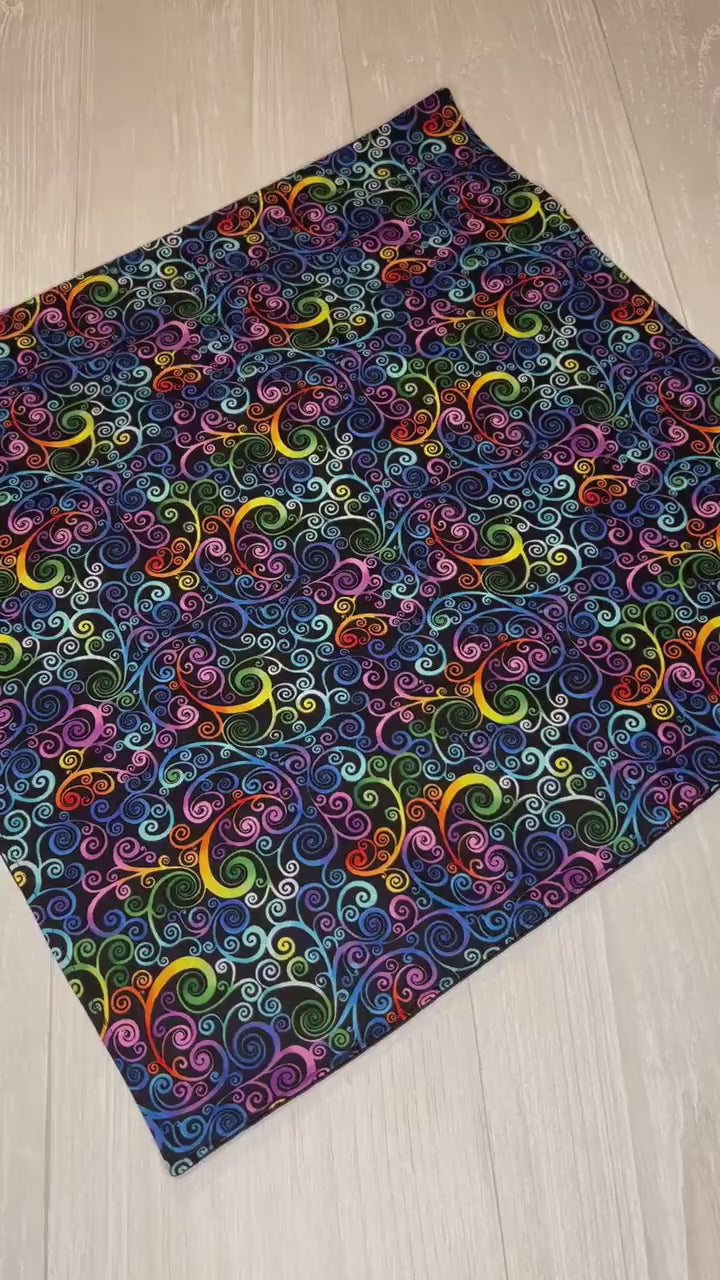 Rainbow Swirl Altar Cloth, Tarot Cloth, Tarot Reading Supplies and Accessories, Rune & Charm Casting Cloth, Pagan Witch Tarot Reader Gift