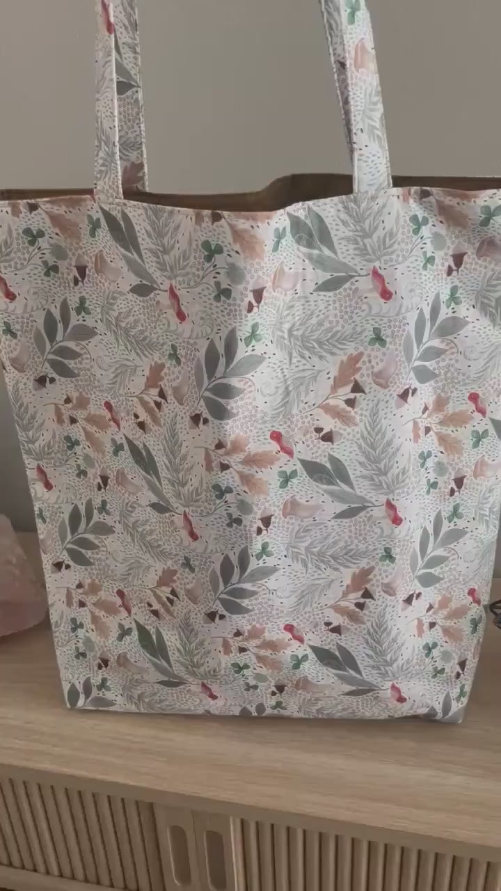 Mushroom Foliage Tote Bag, Shoulder Bag, Witchy Tarot Tote Bag, Overnight Tote Bag, Cottagecore Witch Bag