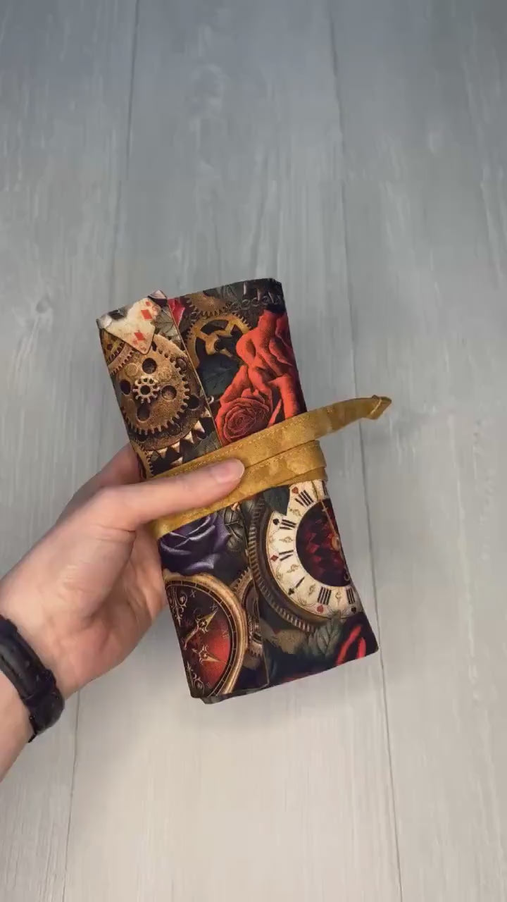 Customizable Wonderland Tarot Wrap Pouch, Alice's Adventures in Wonderland Tarot Bag, Cat White Rabbit Tarot Deck Wrap