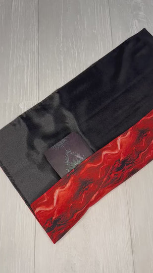 Red & Black Tarot Wrap, Tarot Deck Storage Cloth, Mystical Tarot Card Holder, Pagan Witchcraft Wiccan Divination Supplies, Tarot Accessories