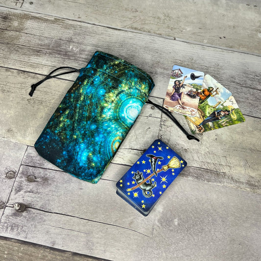 Mini Sized Blue Galactic Tarot Bag