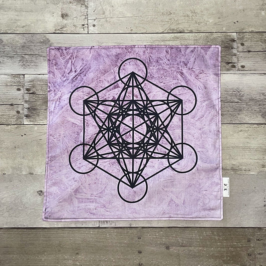 Purple Metatron's Cube Tarot Altar Cloth - 14"x14"