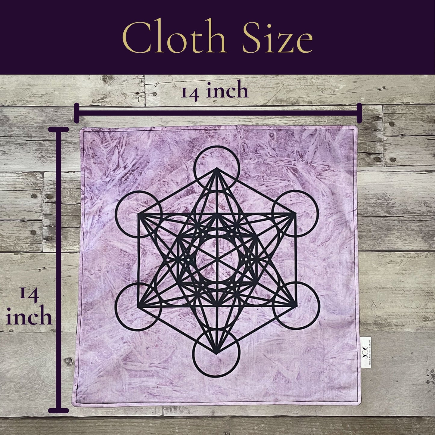 Purple Metatron's Cube Tarot Altar Cloth - 14"x14"