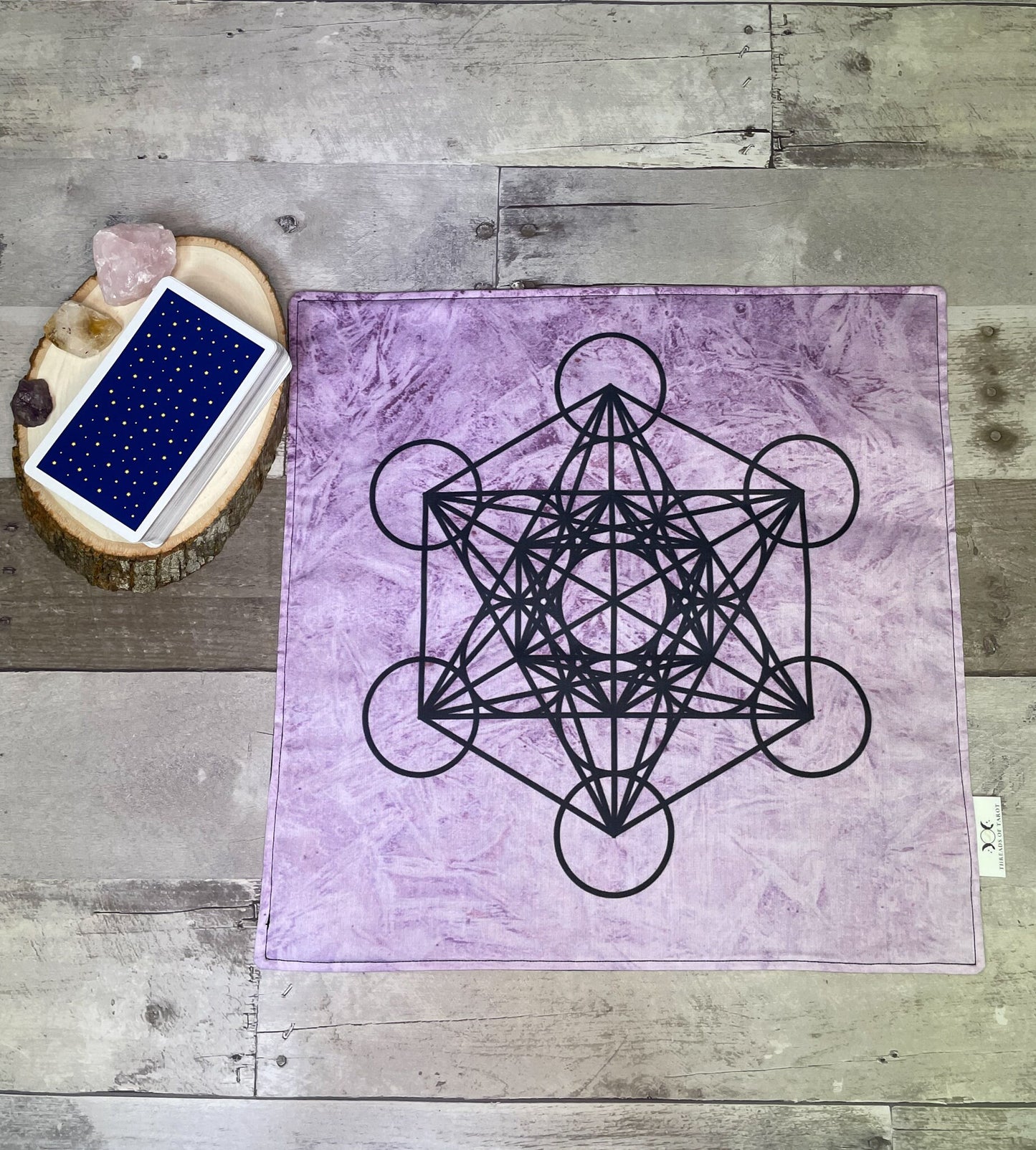 Purple Metatron's Cube Tarot Altar Cloth - 14"x14"