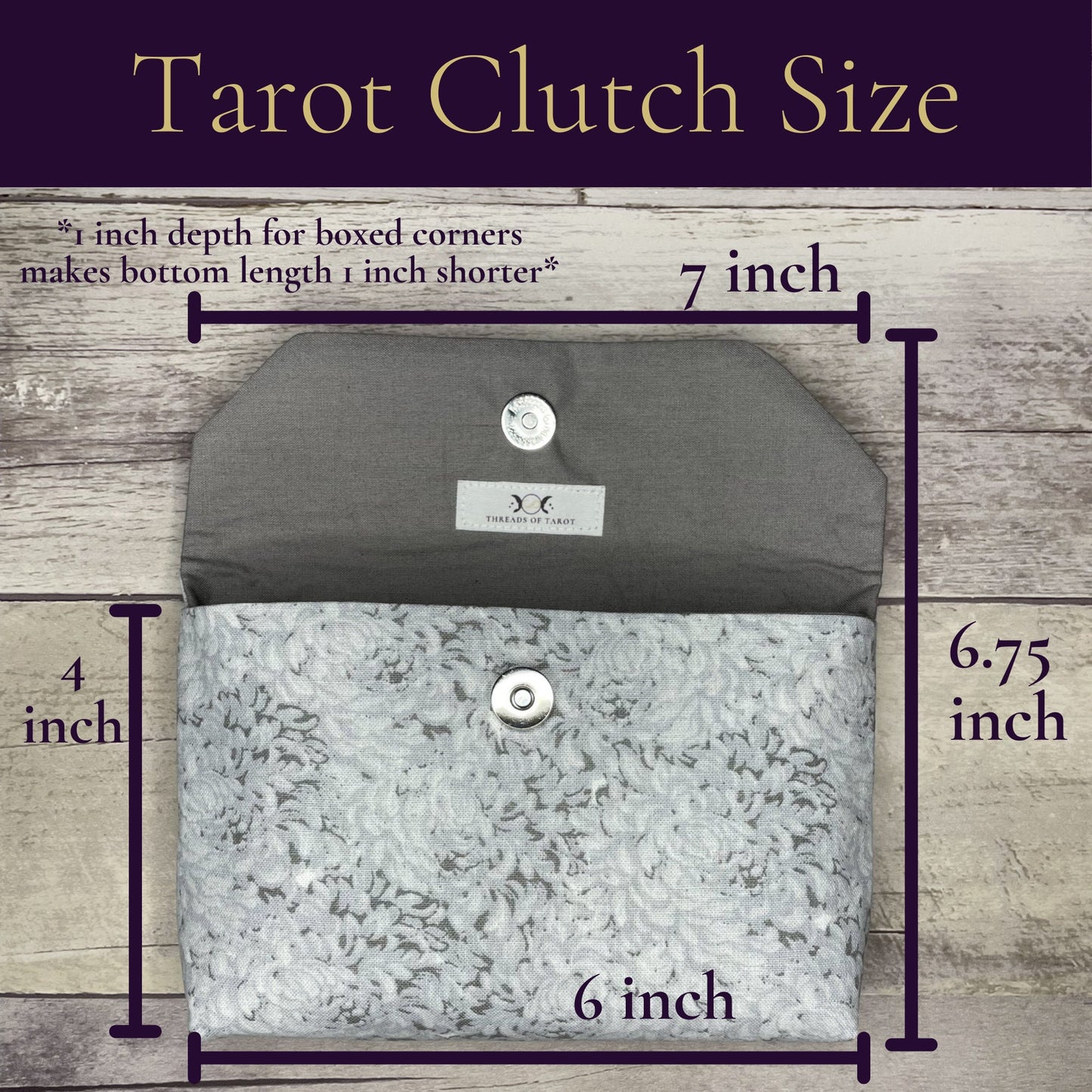 Gray Floral Tarot Clutch
