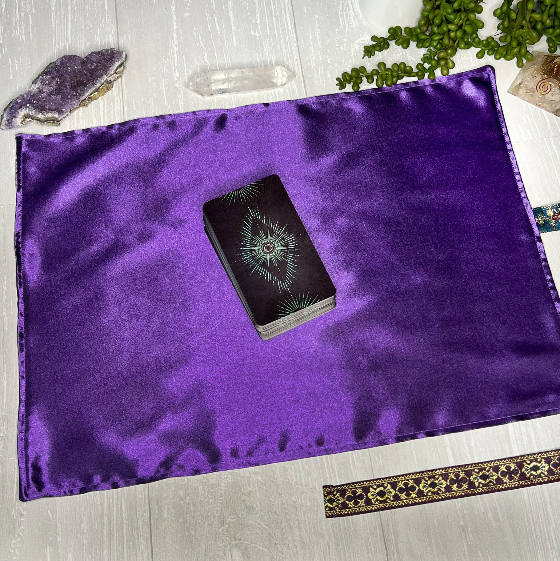 Tarot Wrap, Satin Tarot Storage and Cloth, Tarot Deck Storage Holder, Pagan Witchcraft Wiccan Divination Tools Gifts & Supplies, Purple
