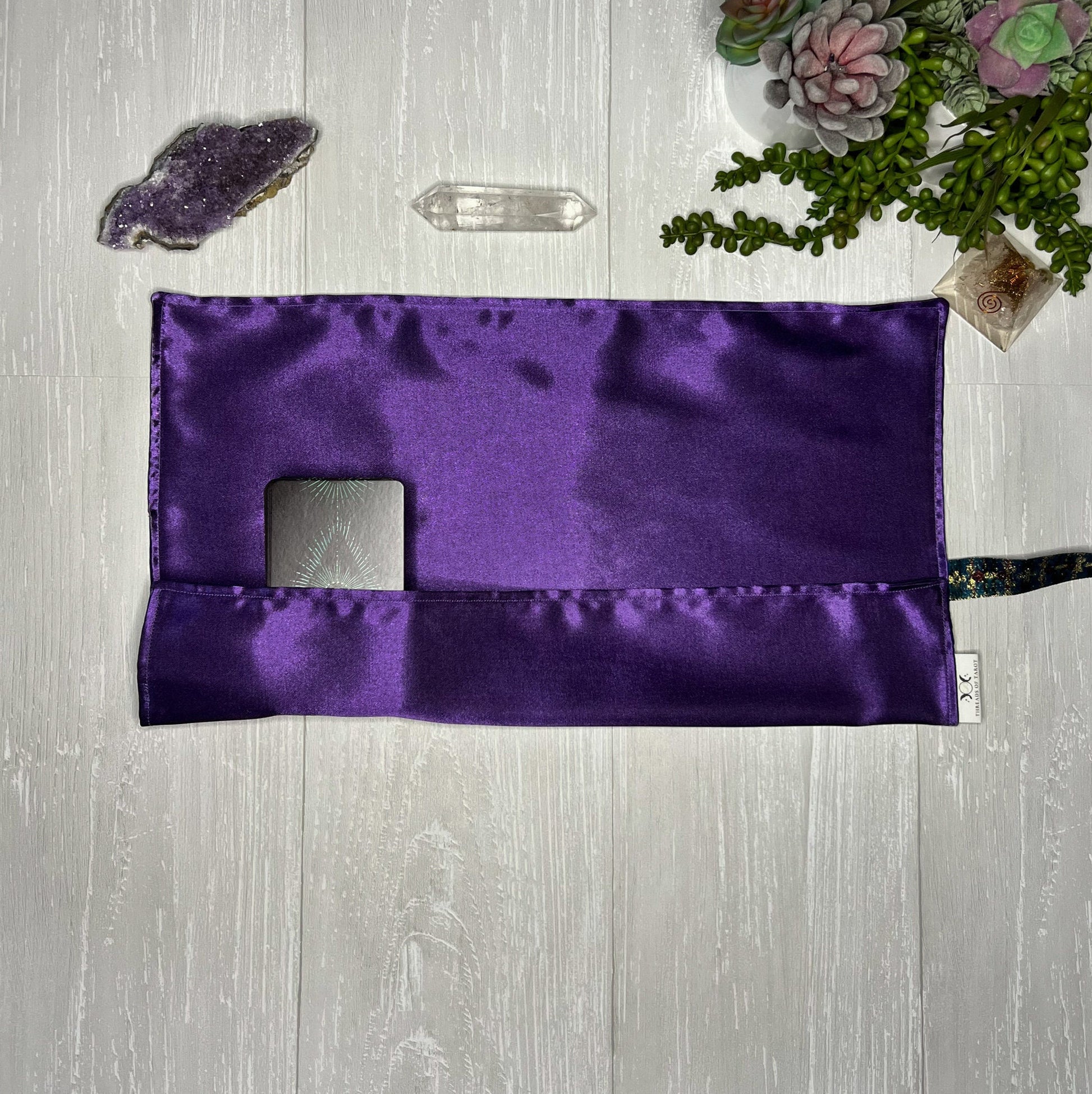 Tarot Wrap, Satin Tarot Storage and Cloth, Tarot Deck Storage Holder, Pagan Witchcraft Wiccan Divination Tools Gifts & Supplies, Purple
