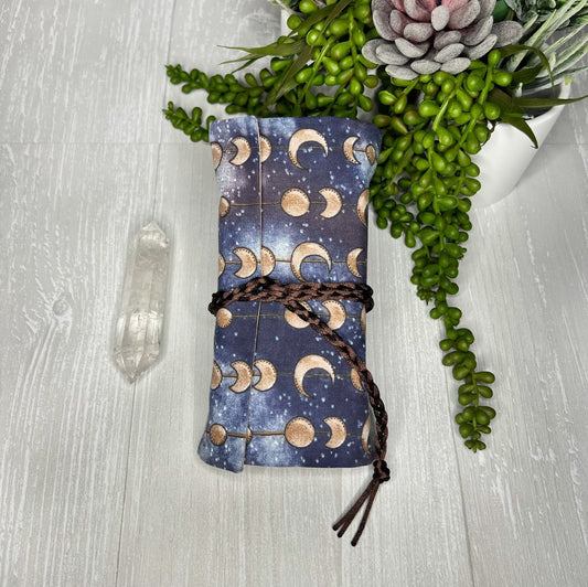 Moon Phase Tarot Wrap Pouch, Fold Over Pouch, Tarot Reading Supplies and Accessories, Tarot Card Holder, Divination Witch Tarot Reader Gift