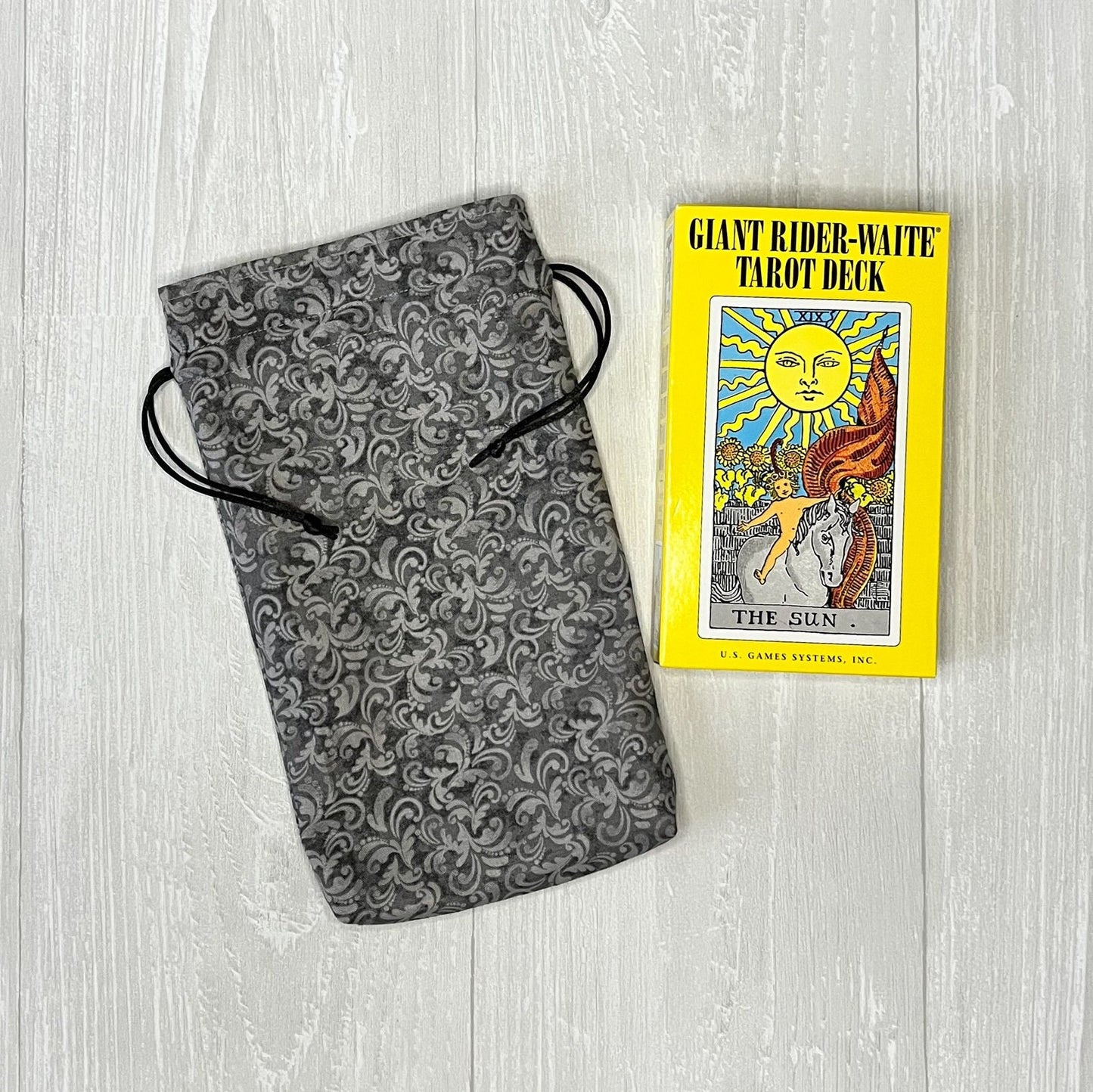 Large Gray Tarot Deck Bag, Oracle Card Drawstring Pouch, Deck Storage Holder, Pagan Witchcraft Wiccan Divination Tools Gifts & Supplies