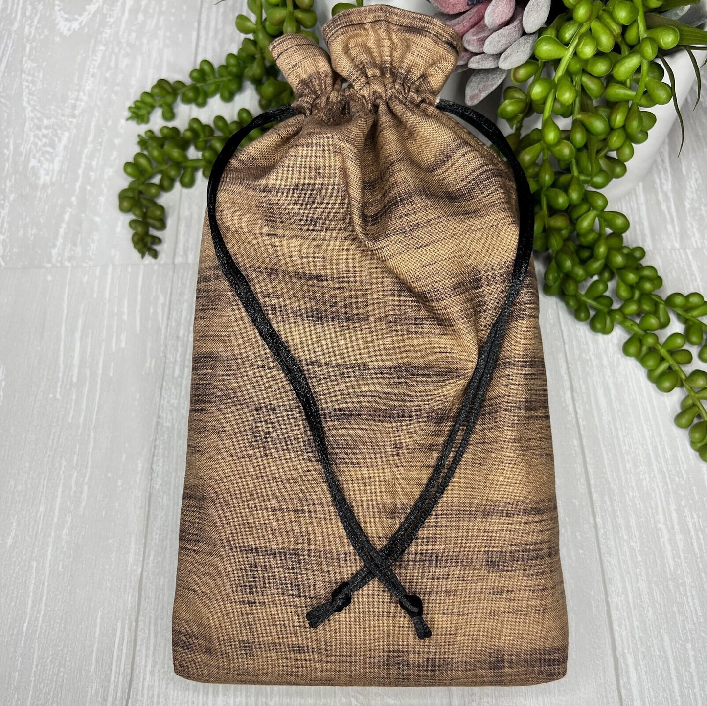 Large Tarot Deck Bag, Brown and Black Lined Drawstring Pouch, Deck Storage Holder, Pagan Witchcraft Wiccan Divination Tools Gifts & Supplies