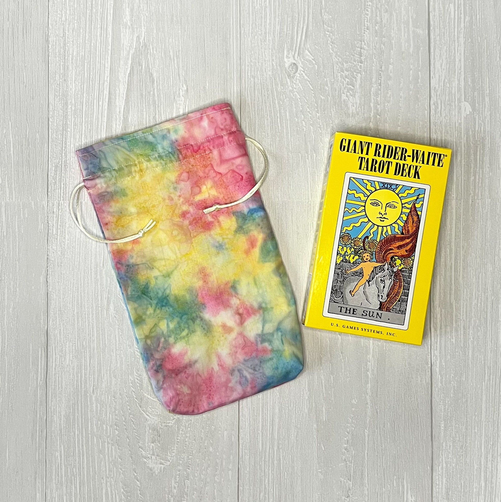 Large Tie Dye Tarot Bag, Drawstring Pouch for Tarot & Oracle Deck, Divination Tools, Giant Tarot Deck, Witchcraft and Wiccan Gift Supplies
