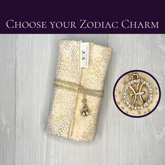 Zodiac Charm Tarot Wrap, Cotton Tarot Card Storage and Cloth, Tarot Deck Holder, Zodiac Tarot Mat, Divination Tools, Wiccan Supplies & Gifts