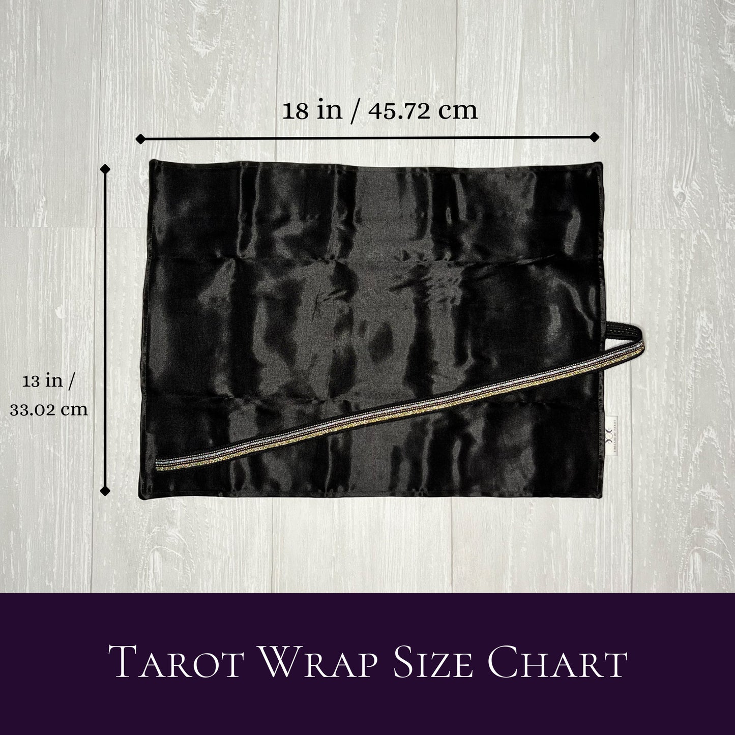 Black Gold & Silver Satin Tarot Wrap, Tarot Deck Storage Cloth, Tarot Card Holder, Pagan Witchcraft Wiccan Divination Supplies Accessories