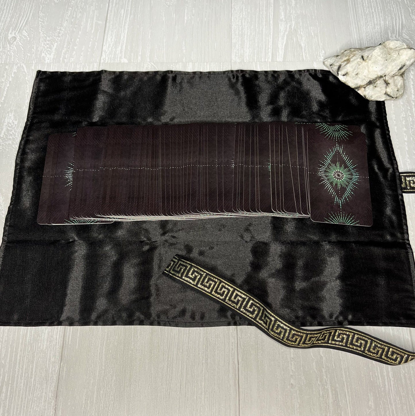 Black & Gold Satin Tarot Wrap, Tarot Deck Storage and Cloth, Tarot Card Holder, Pagan Witchcraft Wiccan Divination Supplies Accessories
