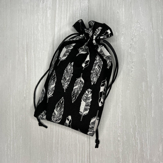 Feather Tarot Bag, Drawstring Pouch, Tarot Deck Storage Holder, Standard Tarot, Pagan Witchcraft Wiccan Divination Tools Gifts & Supplies
