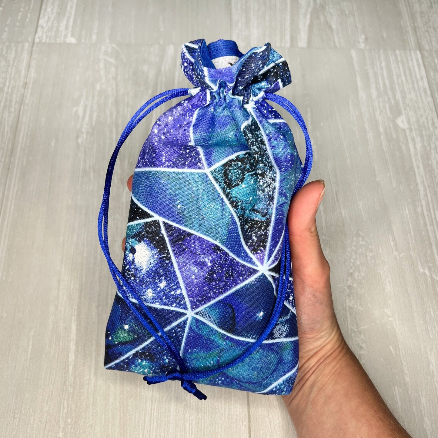 Blue Geometric Tarot Bag, Drawstring Pouch, Tarot Deck Storage Holder, Standard Tarot, Pagan Witchcraft Divination Tools Gifts & Supplies